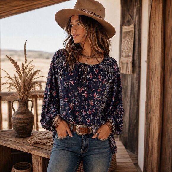 Lucky Brand Tops - LUCKY BRAND Boho Long Sleeve Lightweight Floral Print S